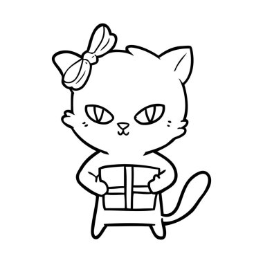 sevimli çizgi kedi hediye ile