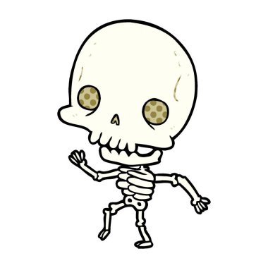 sevimli çizgi dans iskelet