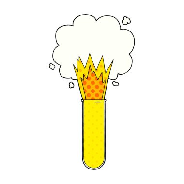 kimyasal test tüpü içinde patlayan çizgi film