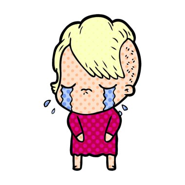 Ağlayan kızın vektör çizimi