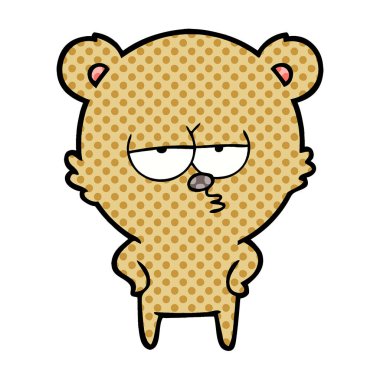 vektör çizim sıkılmış ayı çizgi film