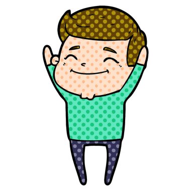 mutlu çizgi film adam vektör çizim