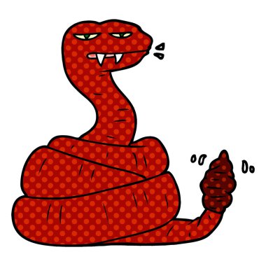 vektör çizim karikatür kızgın çıngıraklı yılan