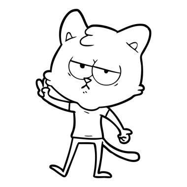 vektör çizim sıkılmış karikatür kedi