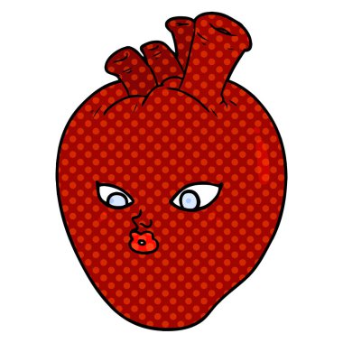 Karikatür kalp çiziminin vektör çizimi