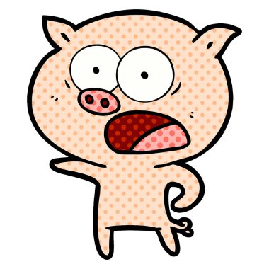 vektör çizim karikatür domuz bağırarak