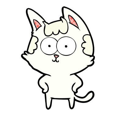 vektör çizim karikatür mutlu kedi