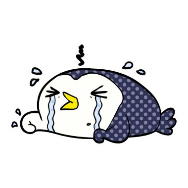 mutlu karikatür penguen vektör çizim