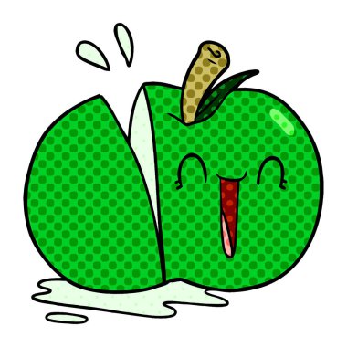 mutlu karikatür dilimlenmiş elma