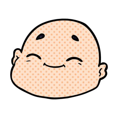 karikatür mutlu kel adam