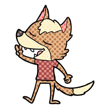 barış işareti veren çizgi film kurt