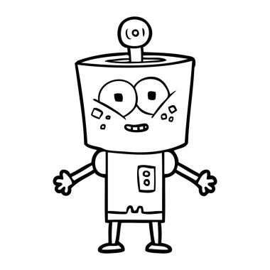 mutlu karikatür robot vektör çizim