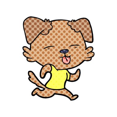 karikatür çalışan köpek dilini