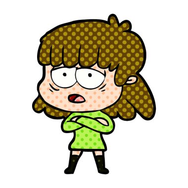 vektör çizim karikatür yorgun kadın