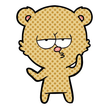 vektör çizim sıkılmış ayı çizgi film