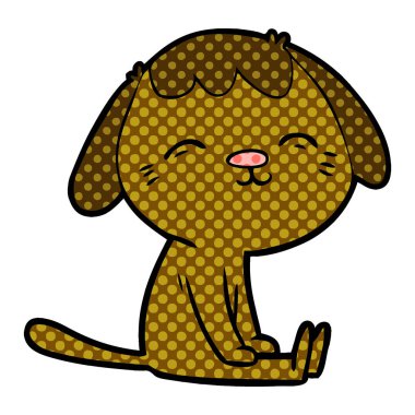 oturan mutlu karikatür köpek