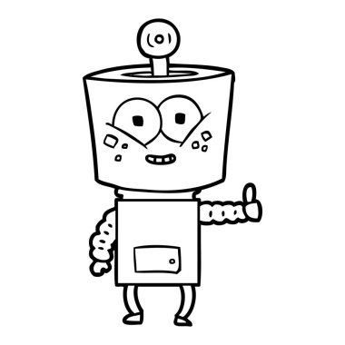 Yaşasın vererek mutlu karikatür robot