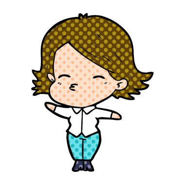 Çizgi filmdeki kadının vektör çizimi