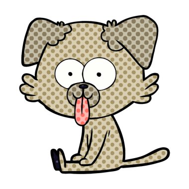 karikatür oturma köpek yapışkanlık dışarı dil ile