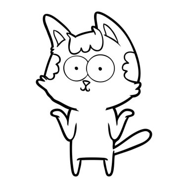 vektör çizim karikatür mutlu kedi