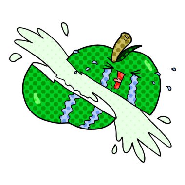 vektör çizim karikatür dilimlenmiş elma
