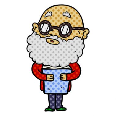 çizgi film meraklı adam sakal ve gözlük