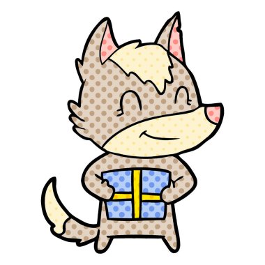 vektör çizim dostu karikatür kurt