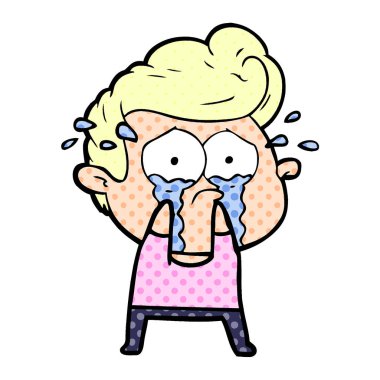 adam ağlıyor çizgi film vektör çizim