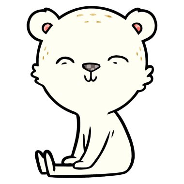 mutlu karikatür kutup ayısı oturan