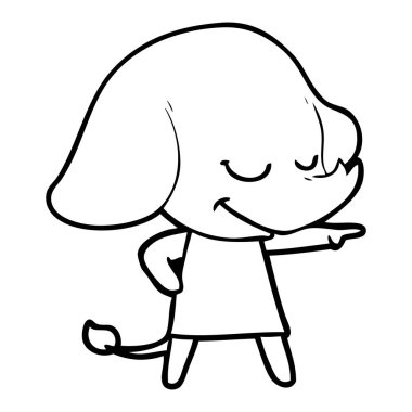 vektör çizim karikatür fil gülümseyen