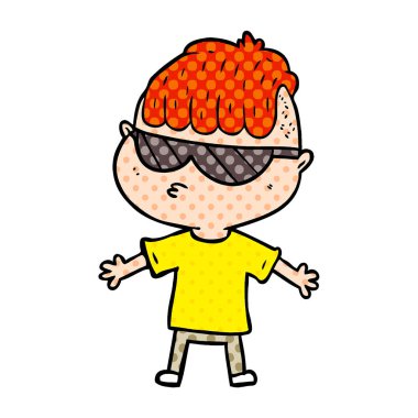 çizgi film çocuk güneş gözlüğü takıyor