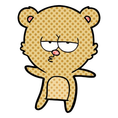 vektör çizim sıkılmış ayı çizgi film