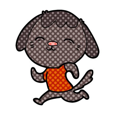 çalışan mutlu karikatür köpek