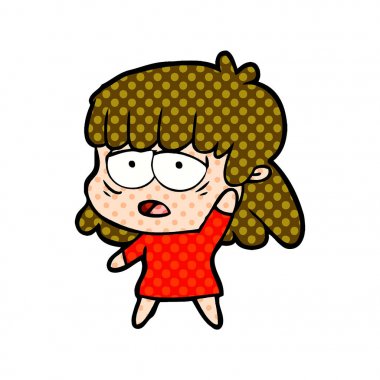 çizgi film yorgun kadın sallayarak