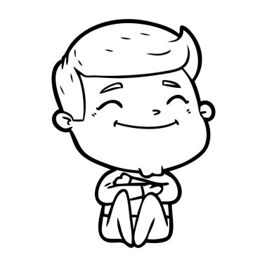 mutlu çizgi film adam vektör çizim