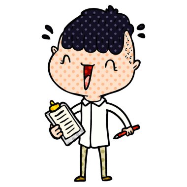 karikatür mutlu çocuk şaşırmış