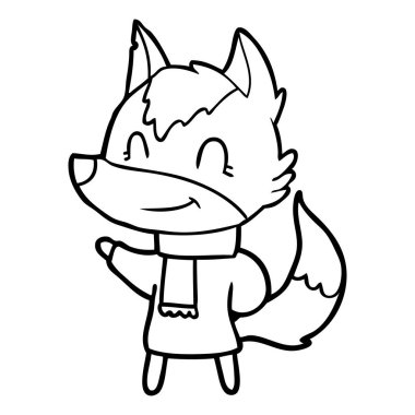 vektör çizim dostu karikatür kurt