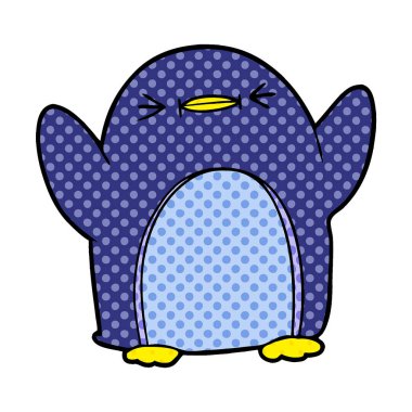 mutlu karikatür penguen vektör çizim