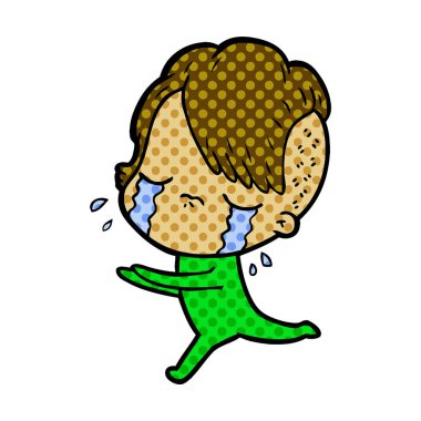 Ağlayan kızın vektör çizimi