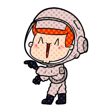 mutlu karikatür astronot vektör çizim