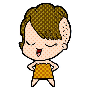 mutlu çizgi film kız vektör çizim