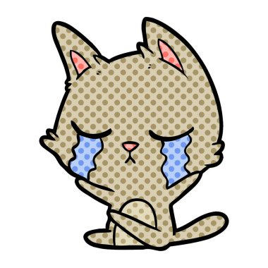 vektör çizim karikatür kedi ağlama