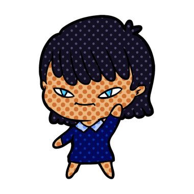 Çizgi filmdeki kadının vektör çizimi