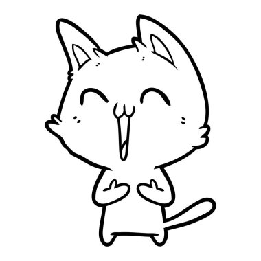 vektör çizim karikatür mutlu kedi