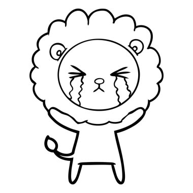 vektör çizim aslan ağlıyor çizgi film