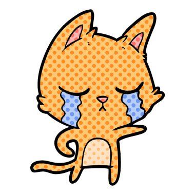 Karikatür kedi işaret ağlıyor