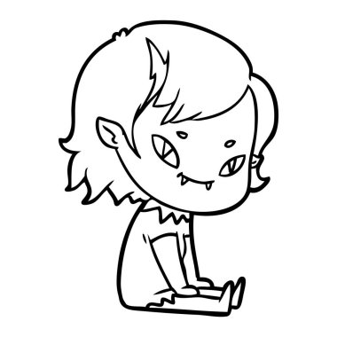 çizgi film dostu vampir kız oturdu