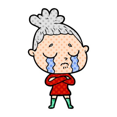 vektör çizim karikatür ağlayan kadın