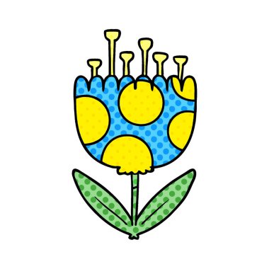 Çizgi film çiçeğinin vektör illüstrasyonu