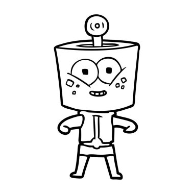 mutlu karikatür robot vektör çizim